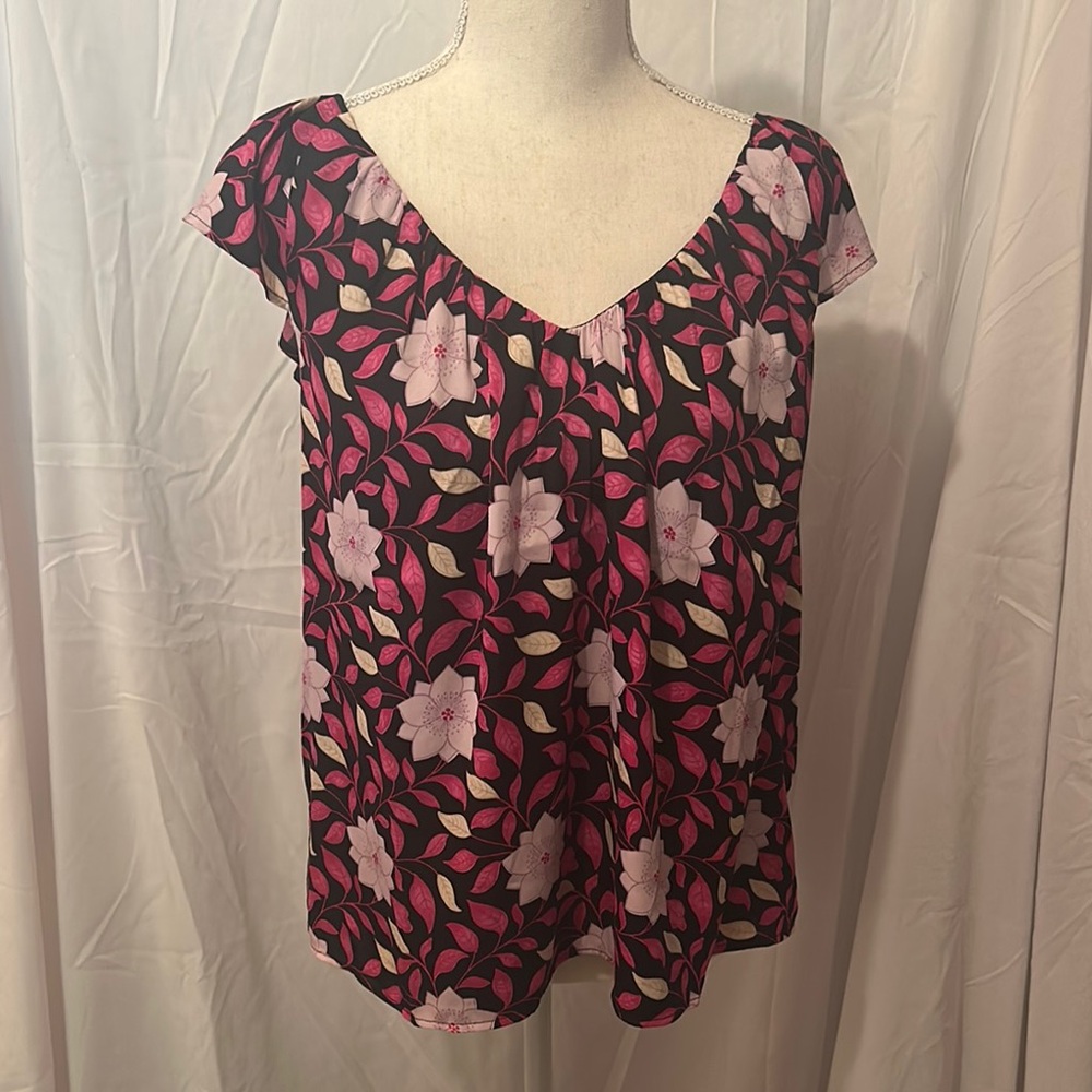 Ann Taylor Pink Relaxed Cap Sleeve Blouse